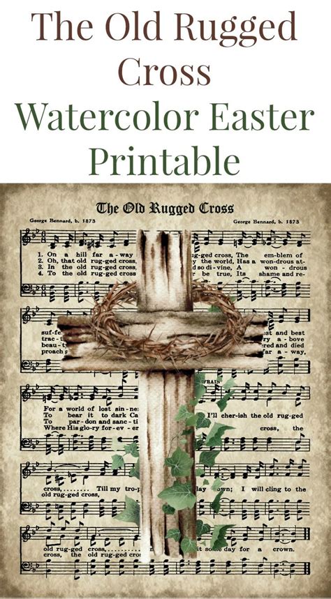 The Old Rugged Cross Watercolor Easter Printable Easter Printables