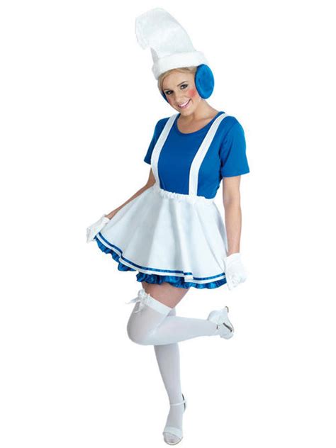 Adult Lady Blue Garden Gnome Fancy Dress Costume Ladies Womens Female