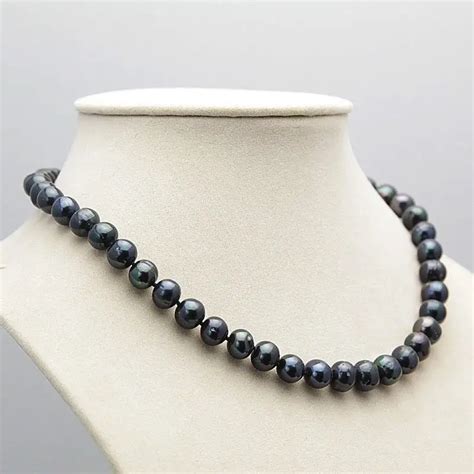 Nice 8 9mm Black Tahitian Natural Pearl Necklace 18choker Necklaces