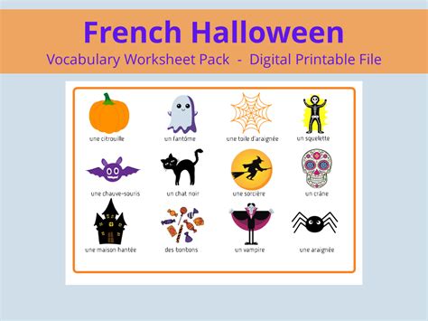 French Halloween Vocabulary Pack Teaching Resources