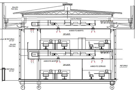 Central Air Conditioning Installation Plan Office Building Dwg File