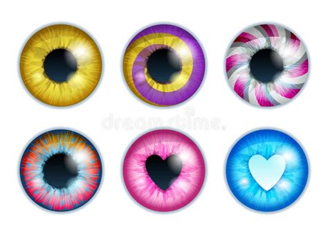 Fantasy Eyes Set Assorted Colors Iris Pupils Design Stock Vector