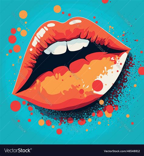 Lips Pop Art Sensual Mouth Fashion Poster Modern Vector Image