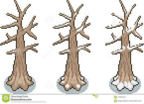 Set Of Trees In Pixel Style Stock Vector Illustration Of Nature