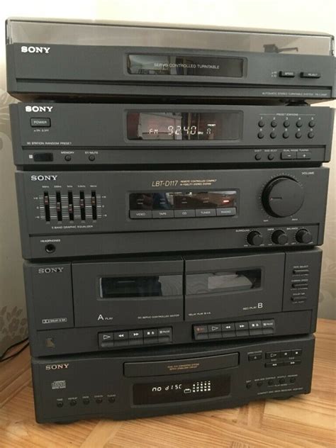 Sony Stereo Hifi Turntable Cd Player Twin Tape Deck Speakers In