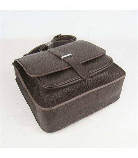Hermes Steve Togo Leather Messenger Bag Dark Coffee Replica Handbags