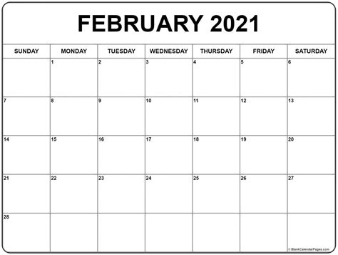 Horizontal and vertical format (landscape and portrait document orientation) Printable February 2021 Calendar Template | Free Letter ...