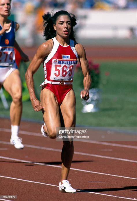 At the 1988 seoul olympics she won three gold medals in the 100, 200 and 4x100 meters. Florence Griffith Joyner of the United States running in a ...