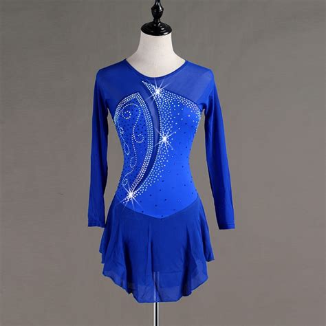 Figure Skating Dress Women Girls Royal Blue Biling Rhinestone Crystal