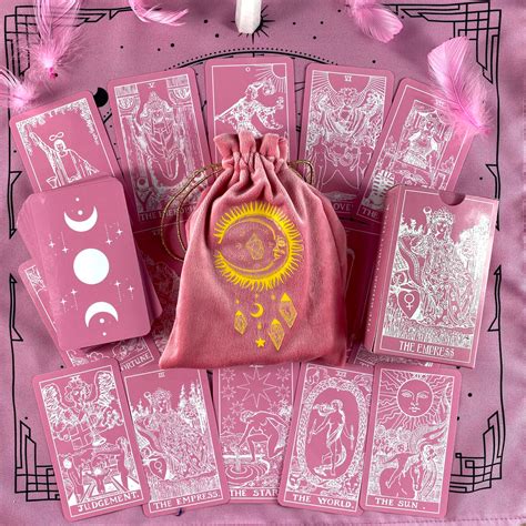 Tarot Deck Pink White Plastic Tarot Cards 78 With Guidebook Etsy