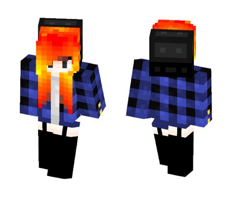 Download Fire Girl W Blue Jacket Minecraft Skin For Free