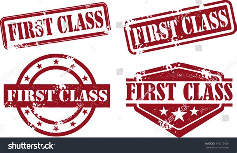 First Class Rubber Stamp Collection Stock Vector Illustration 116712409