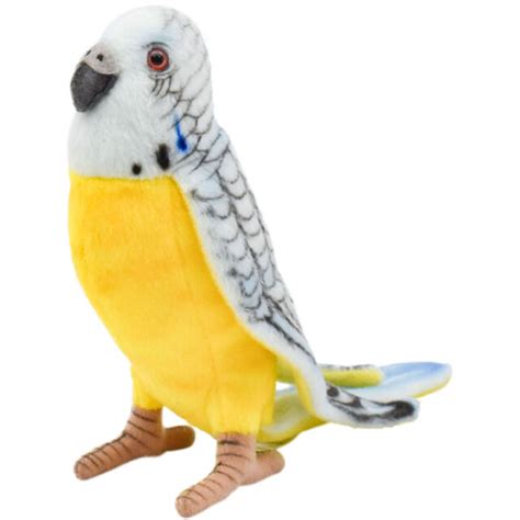 Hansa Parakeet Budgie Blue Yellow Plush Animal Stuffed Toy Handmade