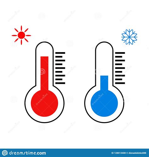 Thermometer Icon Thermometers Measuring Heat And Cold Stock Vector