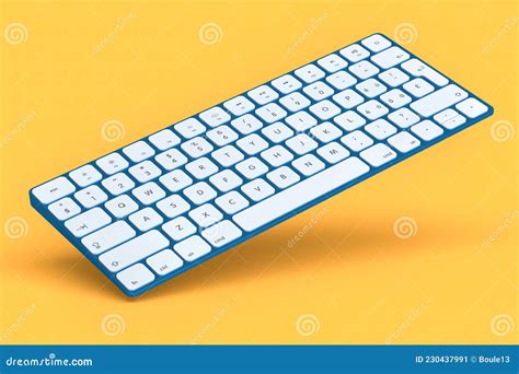 Modern Blue Aluminum Computer Keyboard Isolated On Orange Background