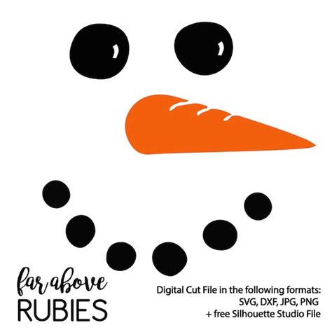 Snowman Face with Carrot Nose SVG & DXF Digital Cut file for