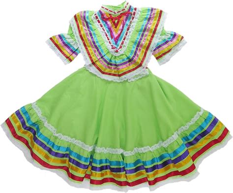 mexican clothing co womens mexican jalisco blouse and skirt dress poplin one size green 10655