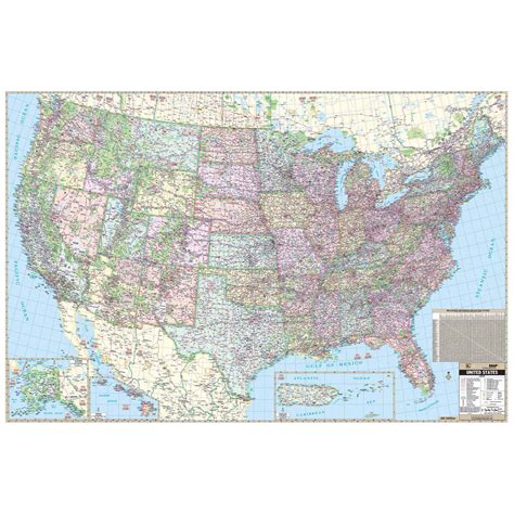 Laminated Map Of The Us United States Map