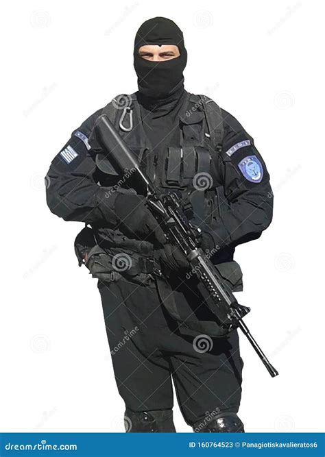Special Forces Black Operations Grunt With Full Face Stock Image