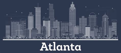 Atlanta Georgia Usa City Skyline With Gray Buildings Isolated On Stock