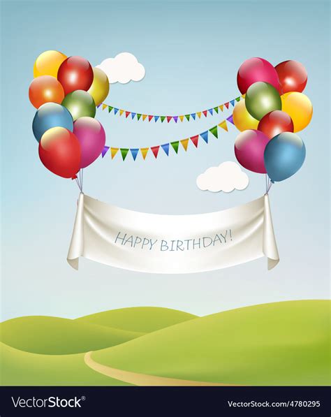 Happy Birthday Banner With Balloons Royalty Free Vector