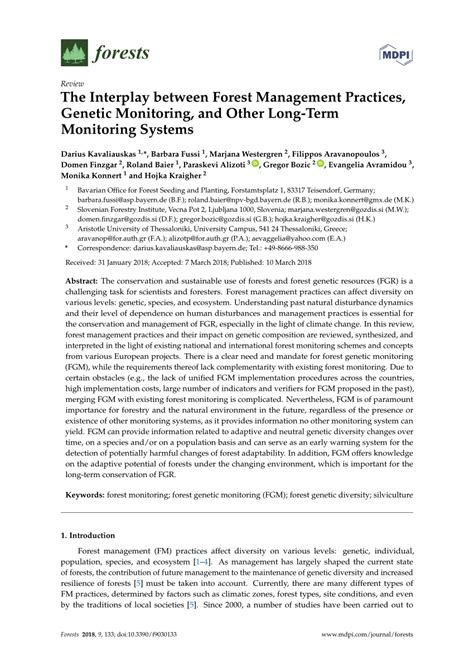 Pdf The Interplay Between Forest Management Practices Genetic