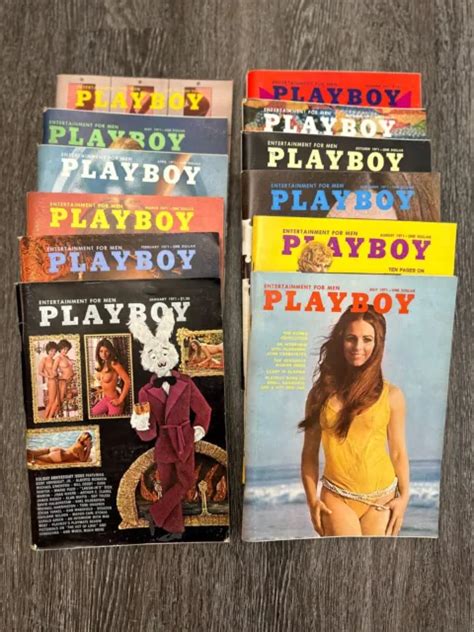 PLAYBOY MAGAZINE 1971 Full Year Lot Complete Set 12 Magazines W