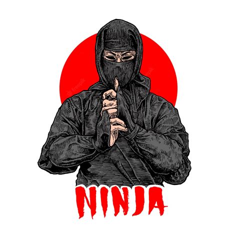 Premium Vector Ninja Hand Drawn Illustration Vector