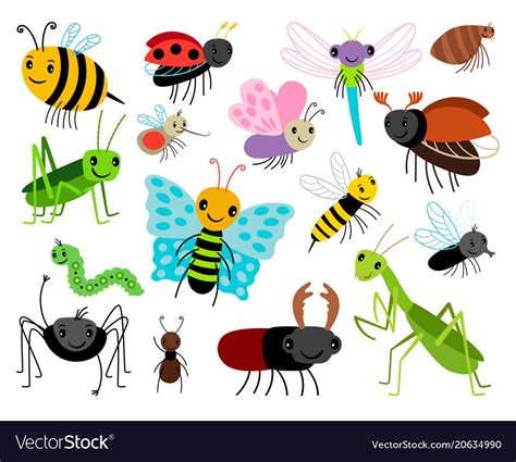 Cartoon Insects Cute Insect Collection Royalty Free Vector