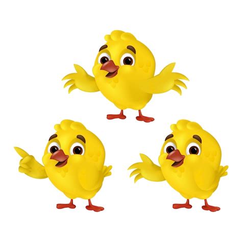 Premium Vector Set Of Cute Cartoon Chicks Isolated On A White