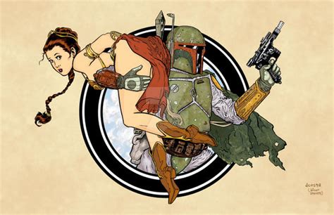 Boba Fett And Leia Rocketeer Homage By Daveacostaart On Deviantart