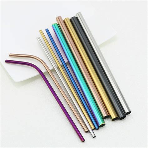 6mm Stainless Steel Drinking Bent Straight Straw Reusable Straws Food