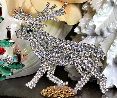 Crystal Rhinestone Reindeer Vintage Reindeer Decoration  Etsy