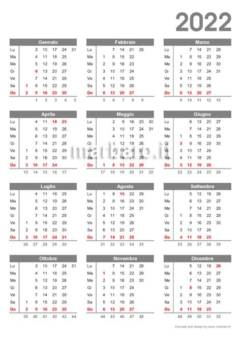 Calendario Annuale 2022 Con Le Settimane In Pdf Da Stampare