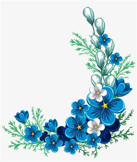 Blue border flower illustrations & vectors. Forget Me Not Clipart Corner Border - Blue Flower Border ...