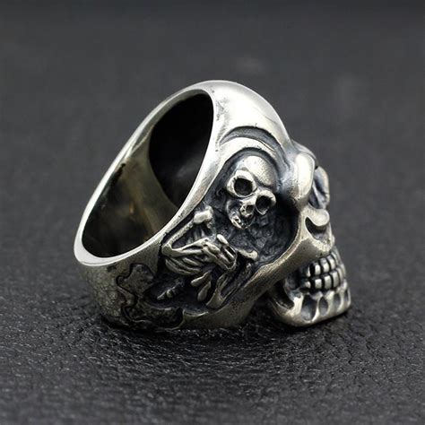 Heavy Skull Sterling Silver Death Biker Ring Vvv Jewelry