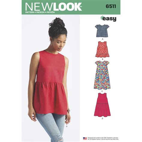 New Look 6511 Misses Tops With Length And Sleeve Variations