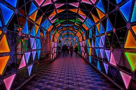 Colorful Light Tunnel At Kourakuen Amusement Park Tokyo Event