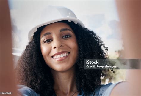 Architecture Engineering And Black Woman Selfie Portrait Construction