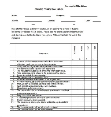 Check spelling or type a new query. 17+ Sample Student Evaluation Forms | Sample Forms