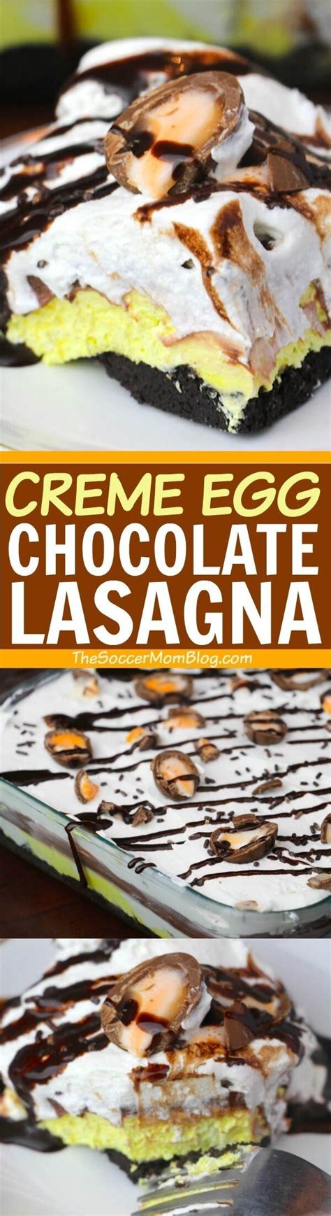 It melts in your mouth. No-Bake Cadbury Creme Egg Dessert Lasagna | Recipe | Desserts, Chocolate lasagna, Best dessert ...