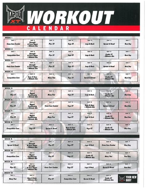 Tapout Xt Workout Calendar Workout Calendar Tapout Xt Workout