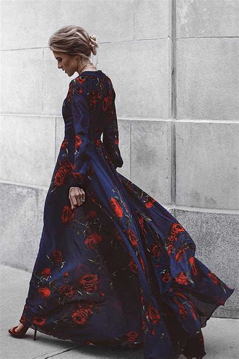 stunning floral print dress red and navy blue maxi dress long sleeve maxi dress 136 00