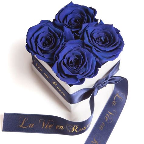 Weiße Rosenbox Konservierte Rosen Poesie En Roses Blau