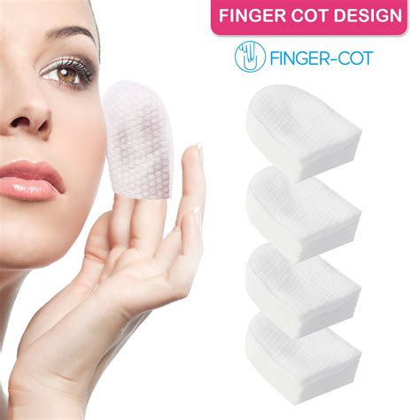 Etereauty 120pcs U Shaped Cotton Pads Finger Cot Facial Makeup Face Wipe Remover Makeup For Deep