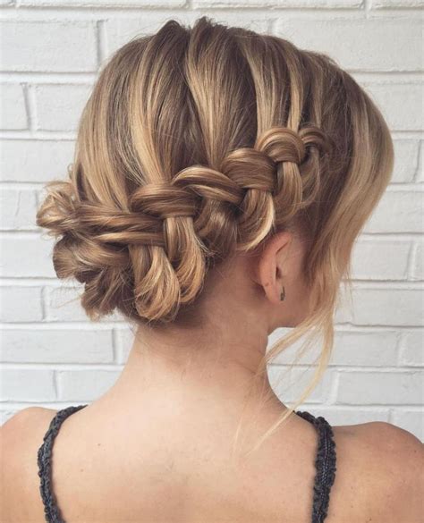 Updo With Dutch Waterfall Braid Thin Hair Updo Fine Hair Updo Prom Hairstyles For Short Hair