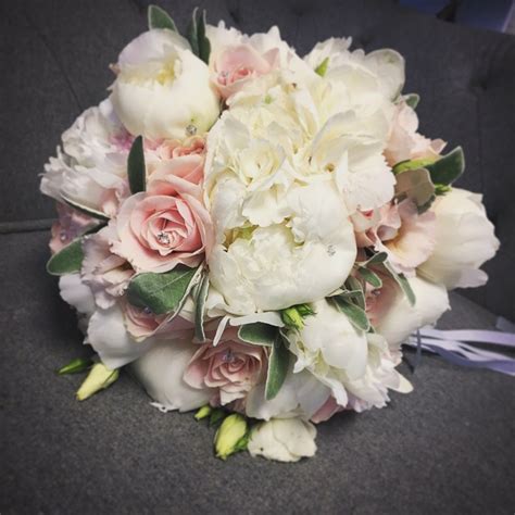 Emmas Wonderful Wedding Bouquet Of White Peonies White Hydrangeas And