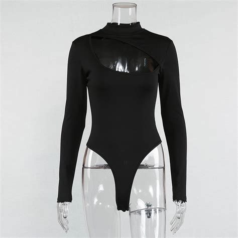 Hollow Out Bodysuit In Black On Storenvy