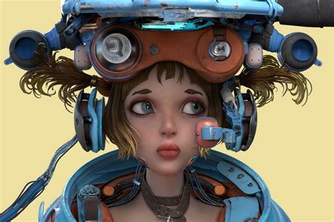 Artstation 3d Practise Shuhang Li Cyberpunk Character Design Art