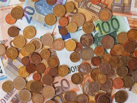 Euro Notes And Coins European Union Stock Photo Image Of Banknote